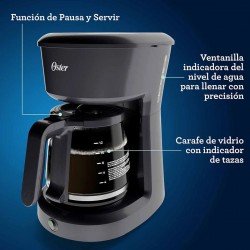 Cafetera Oster de 12 tazas con filtro permanente BVSTDCS12B