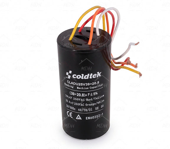 Capacitor de trabajo dual para lavadora 39uF + 20.8uF COLDTEK