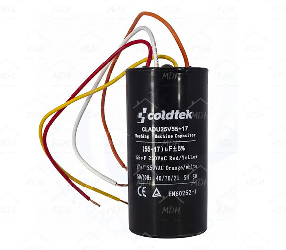 Capacitor de trabajo dual para lavadora Coldtek 55uF + 17uF