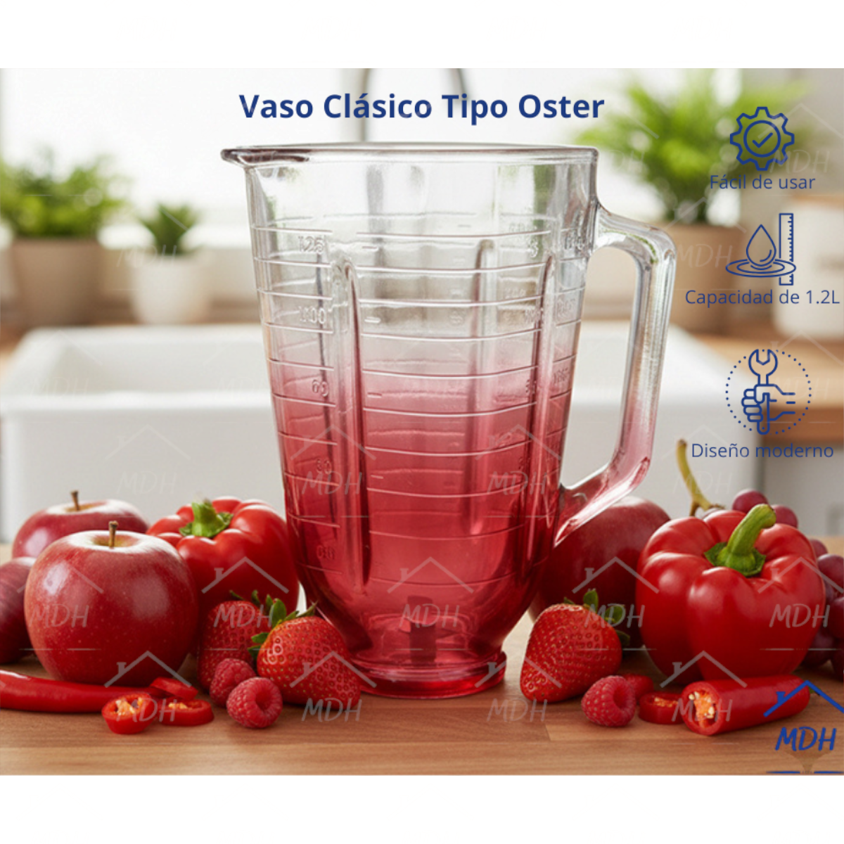 VASO TIPO OSTER CLASICO VIDRIO ECON ROJO