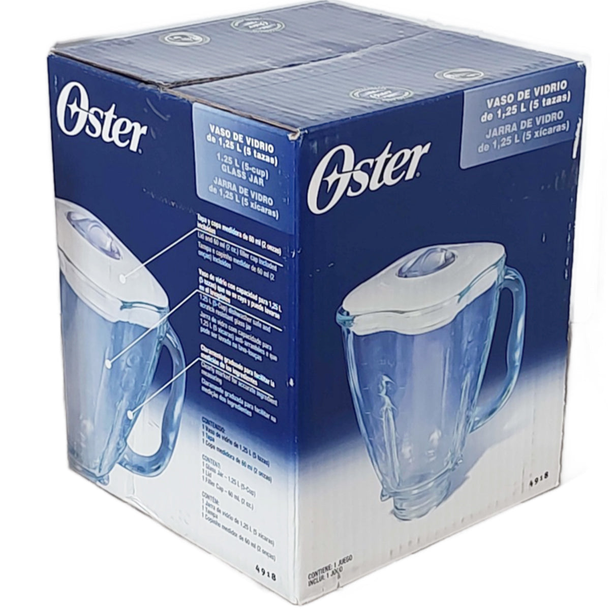 Vaso De Vidrio Con Tapa Original Para Oster Cube Y Core En Caja