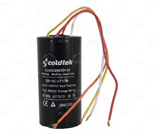 Capacitor de trabajo dual para lavadora Coldtek 30uF + 15uF