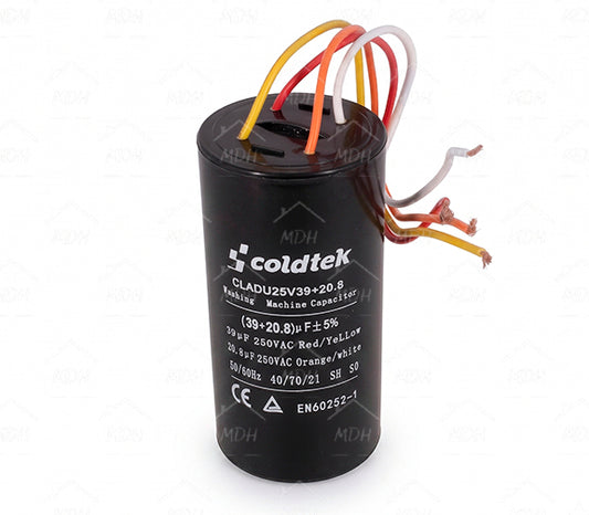 Capacitor de trabajo dual para lavadora 39uF + 20.8uF COLDTEK
