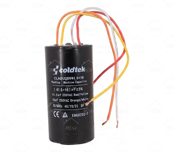 Capacitor de trabajo dual para lavadora Coldtek 41.5uF + 16uF