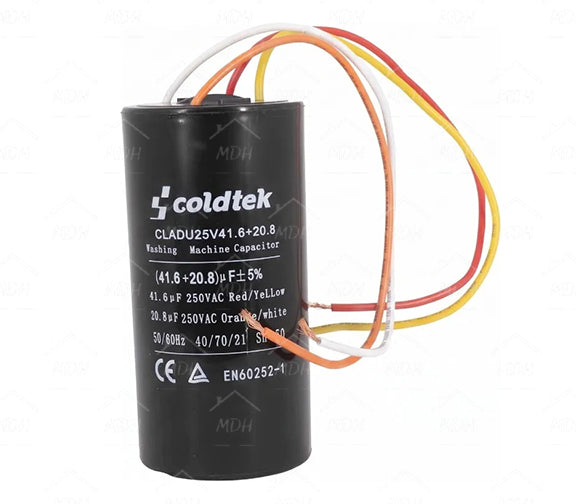 Capacitor de trabajo dual para lavadora Coldtek 41.6uF + 20.8uF