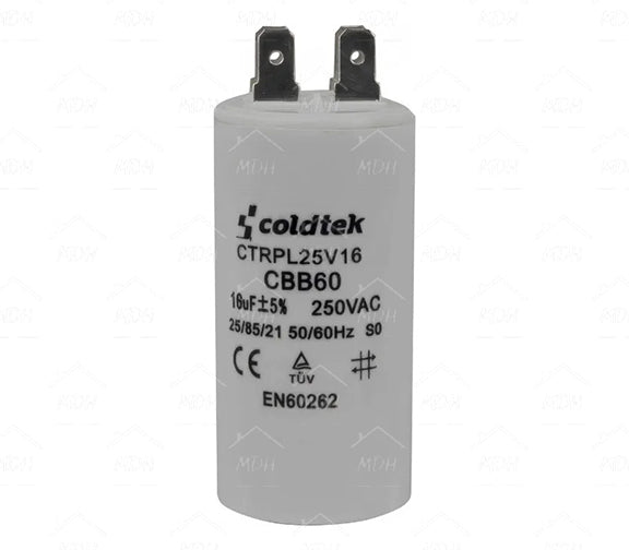 Capacitor de trabajo para bombas sumergibles para lavadora Coldtek 16uF