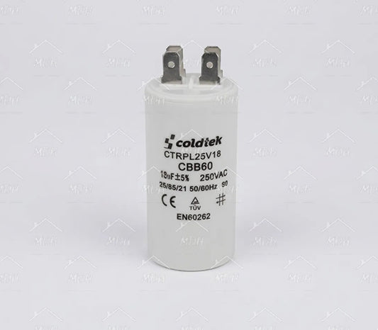 Capacitor de trabajo para bombas sumergibles para lavadora Coldtek 18uF