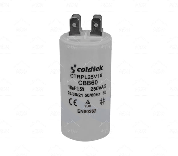 Capacitor de trabajo para bombas sumergibles para lavadora 18uF COLDTEK