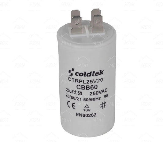 Capacitor de trabajo para bombas sumergibles para lavadora Coldtek 20uF