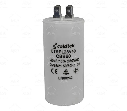 Capacitor de trabajo para bombas sumergibles para lavadora Coldtek 40uF