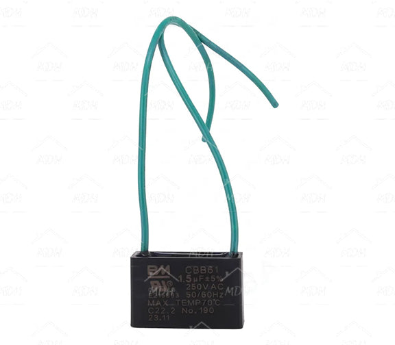 Capacitor de trabajo cuadrado con cables para ventiladores BM 1.5uF