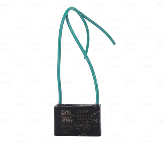 Capacitor de trabajo cuadrado con cables para ventiladores BM 1.5uF