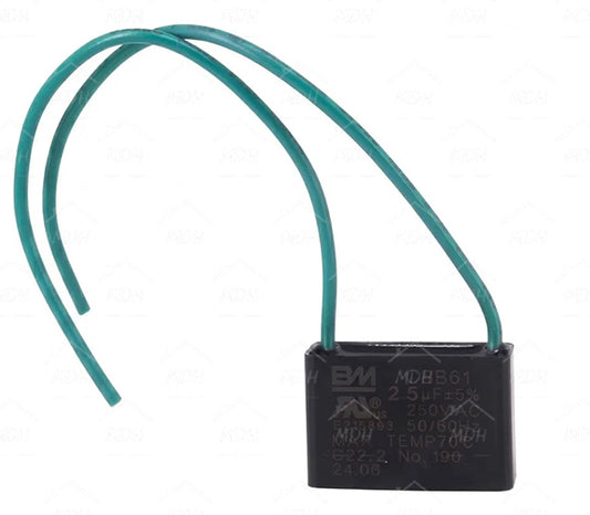 Capacitor con cables para ventiladores para lavadora BM 2.5uF