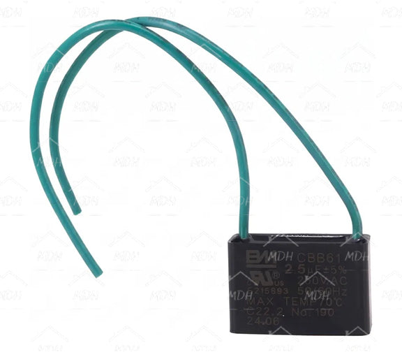 Capacitor de trabajo cuadrado con cables para ventiladores BM 2uF