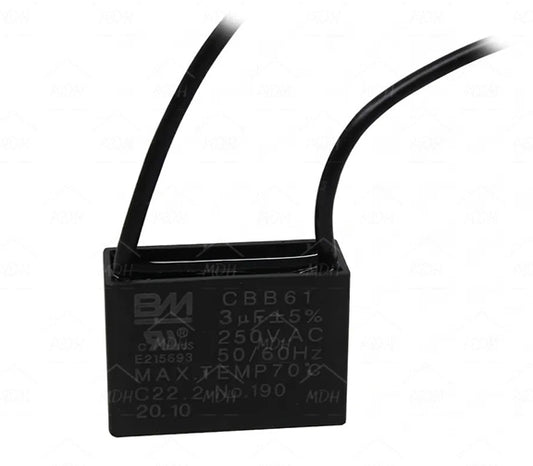 Capacitor con cables para ventiladores para lavadora BM 3uF
