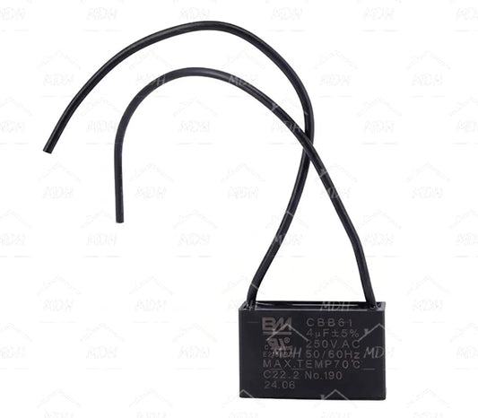 Capacitor con cables para ventiladores para lavadora BM 4uF