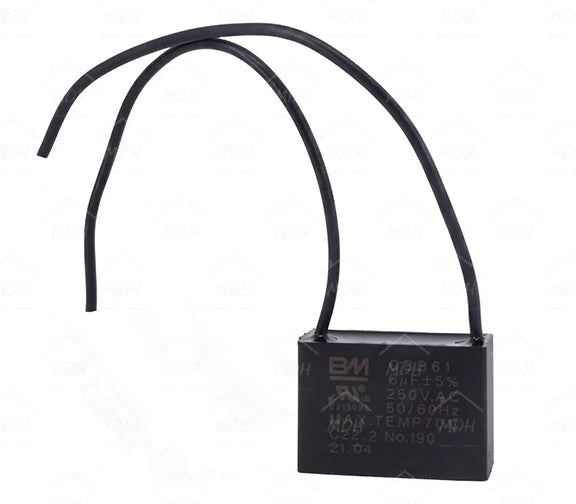 Capacitor con cables para ventiladores para lavadora BM 6uF