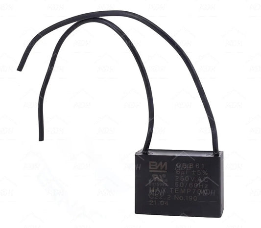 Capacitor con cables para ventiladores para lavadora BM 6uF