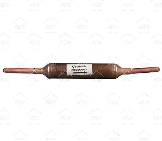 Filtro deshidratador soldable para refrigerador de 15g, 1 entrada 1 salida, colillas largas COLDTEK