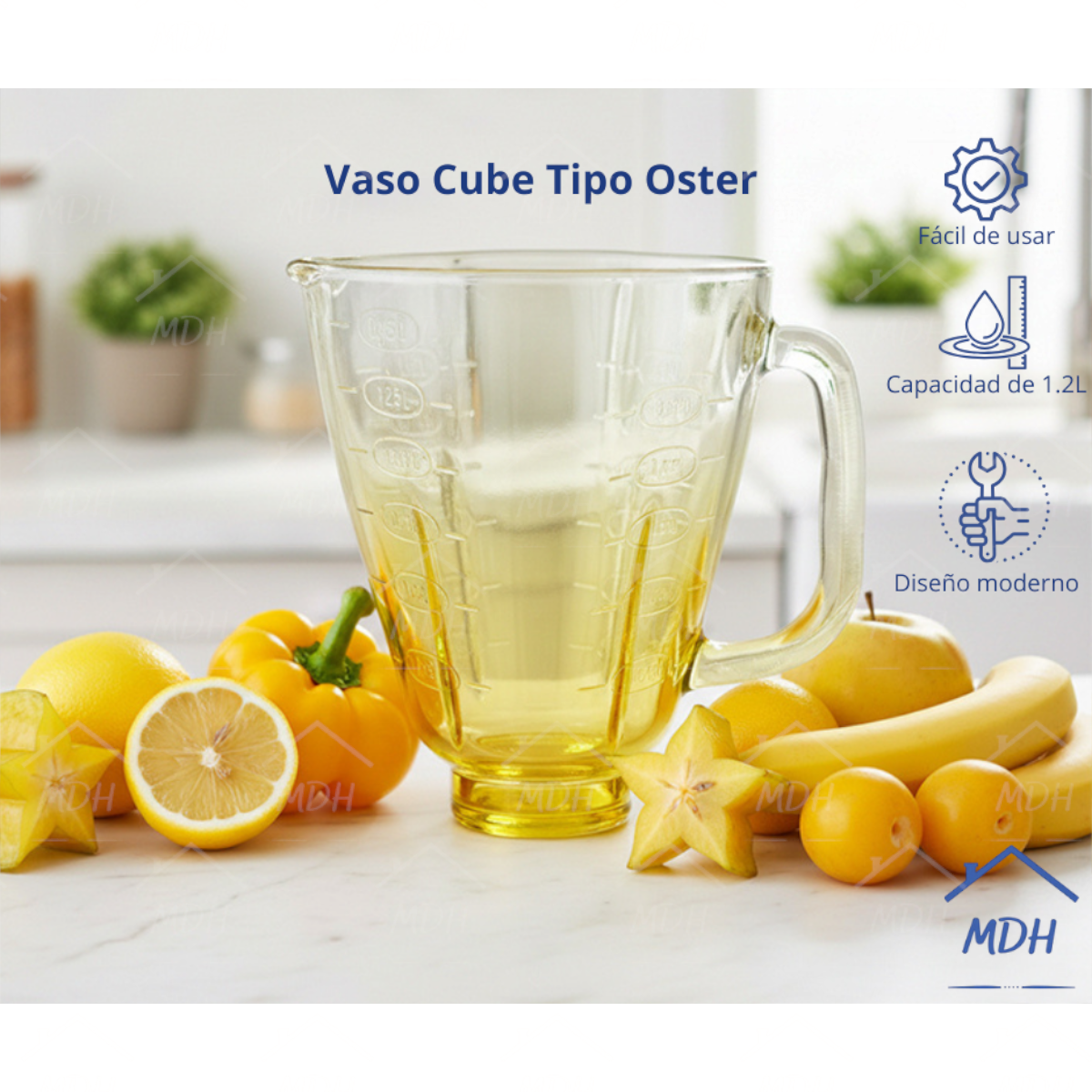 VASO TIPO OSTER CUBE VIDRIO ECON AMARILLO