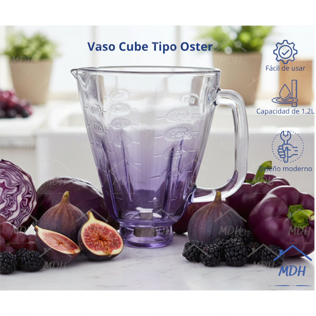 VASO TIPO OSTER CUBE VIDRIO ECON MORADO