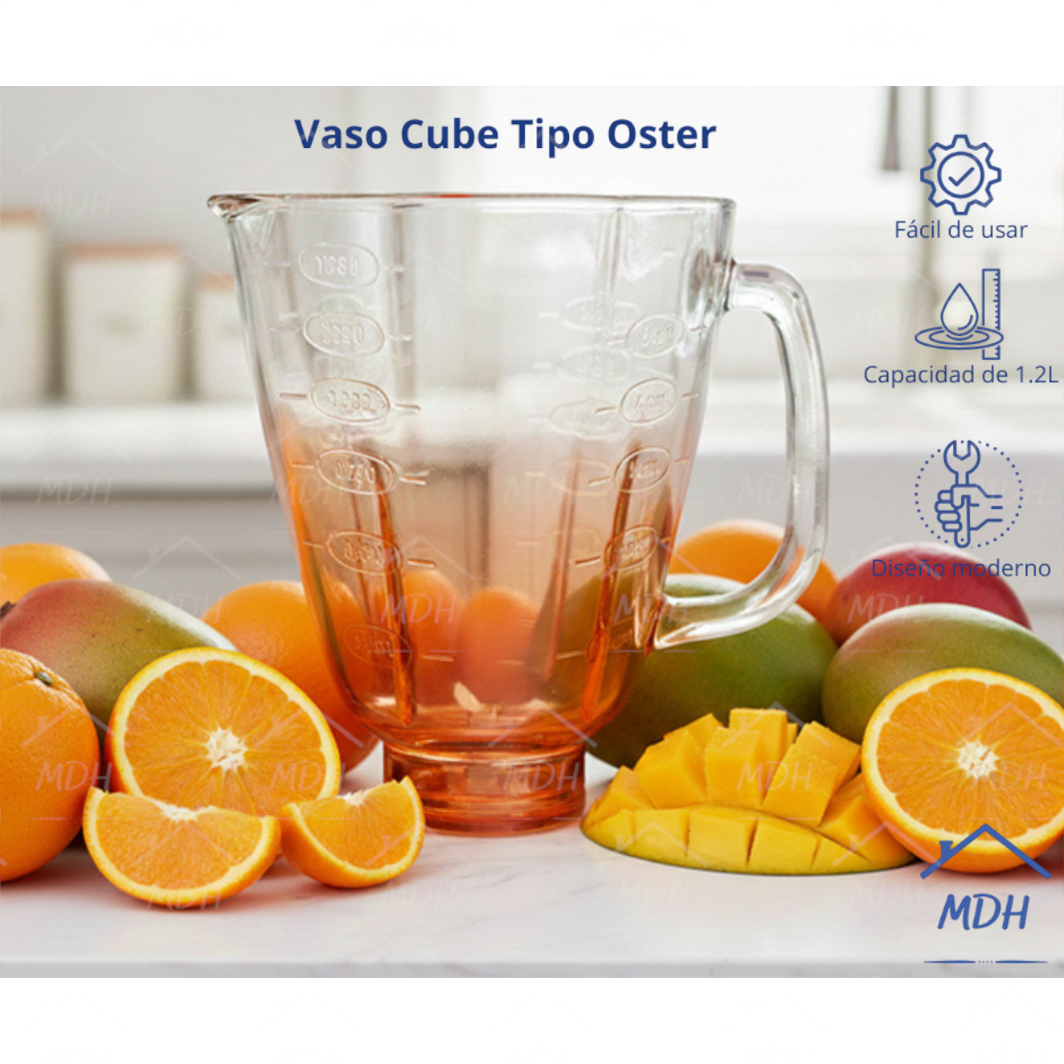 VASO TIPO OSTER CUBE VIDRIO ECON NARANJA