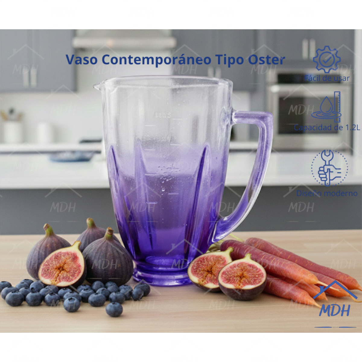 VASO TIPO OSTER CONTEMPORANEO VIDRIO ECON MORADO