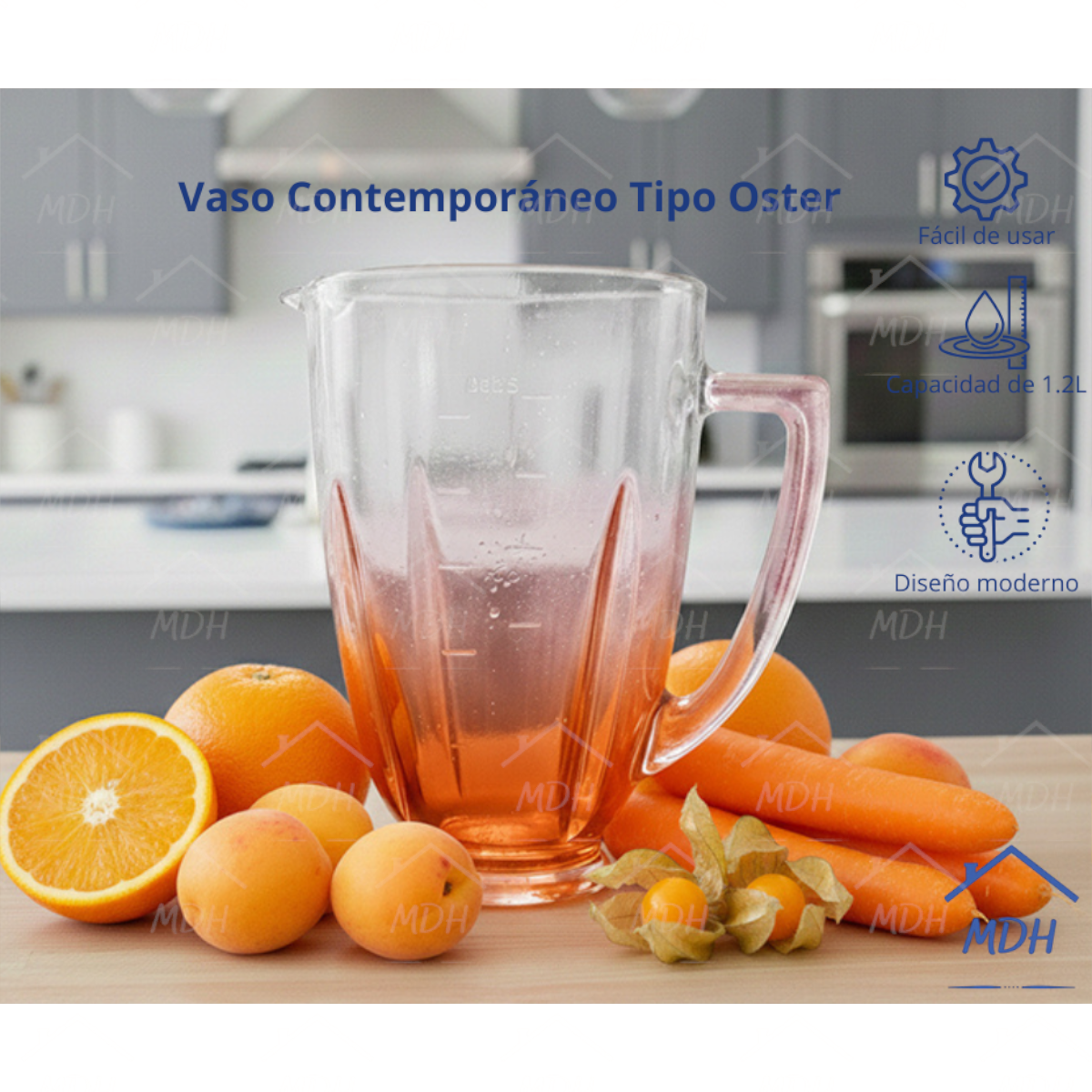 VASO TIPO OSTER CONTEMPORANEO VIDRIO ECON NARANJA