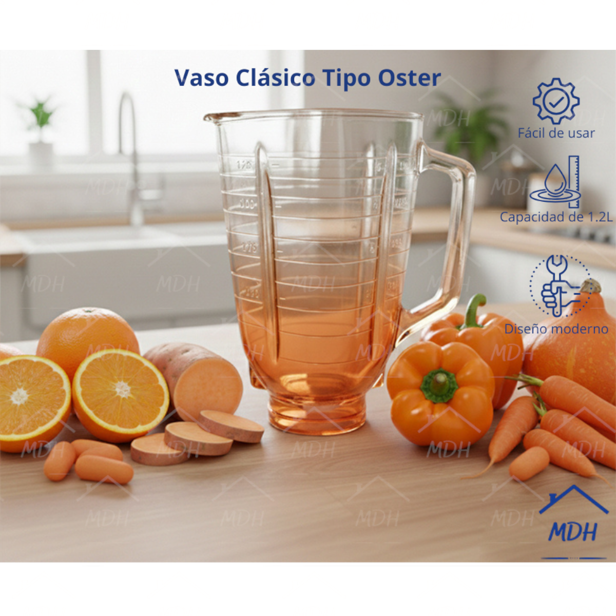 VASO TIPO OSTER CLASICO VIDRIO ECON NARANJA