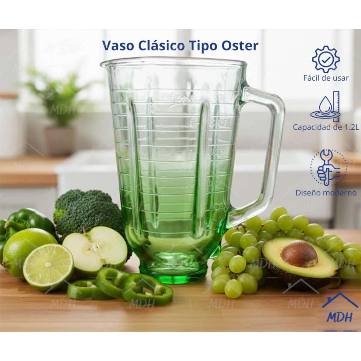 VASO TIPO OSTER CLASICO VIDRIO ECON VERDE