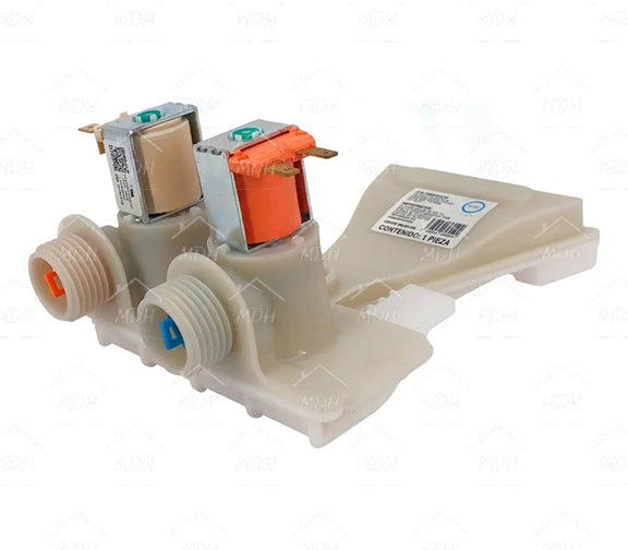 Electroválvula de 2 entradas, 1 salida y 2 bobinas para lavadora compatible con CENTRALES, EASY, GE, HOTPOINT, KRAKEN y MABE WW01F01773 290D1316G004