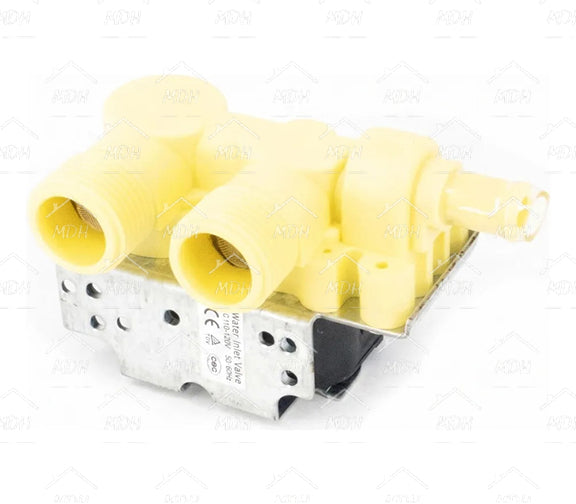 Electroválvula de 2 entradas, 1 salida y 2 bobinas para lavadora compatible con GE y WHIRLPOOL